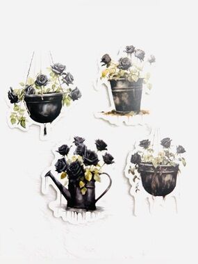 💜 Vintage Antiquarian Dark Aesthetic Black & Blue Rose Stickers